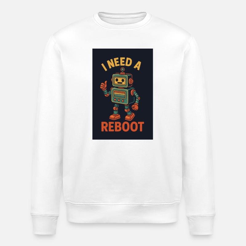 Reboot retro KI Roboter - Stanley/Stella Unisex Bio-Sweatshirt ROLLER - Weiß