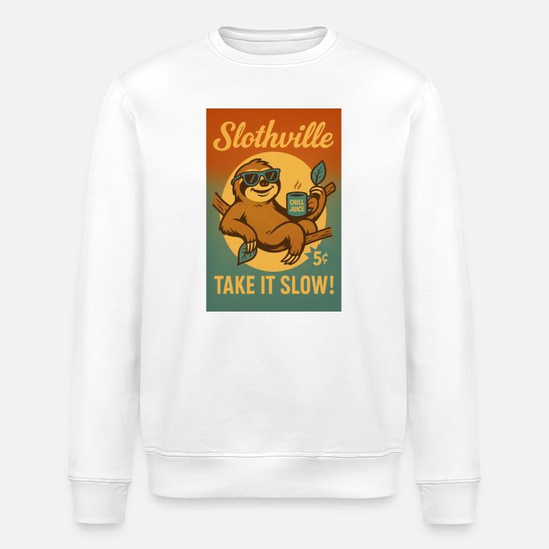Faultier Slothville - Stanley/Stella Unisex Bio-Sweatshirt ROLLER - Weiß