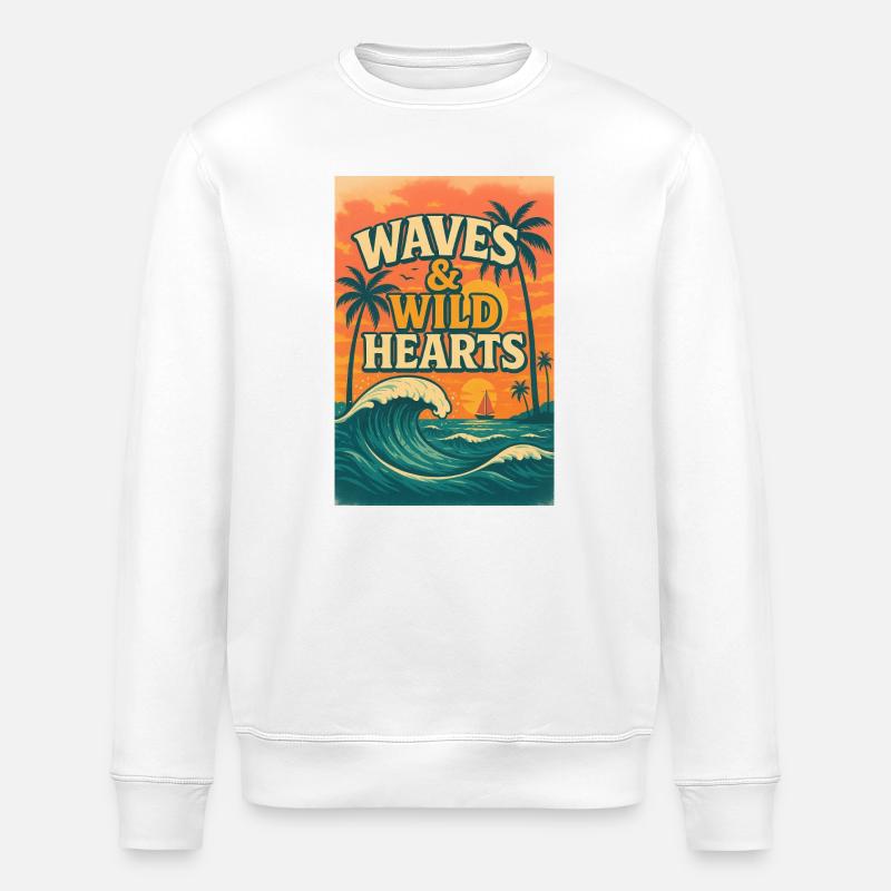 Waves & Wild Hearts - Stanley/Stella Unisex Bio-Sweatshirt ROLLER - Weiß