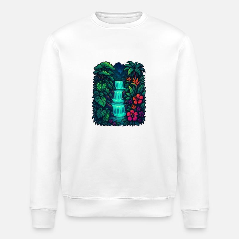 Tropical Waterfall - Stanley/Stella ROLLER Unisex Organic Sweatshirt - white