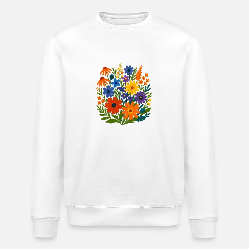 Wildblumen-Blütenlandschaft - Stanley/Stella Unisex Bio-Sweatshirt ROLLER - Weiß