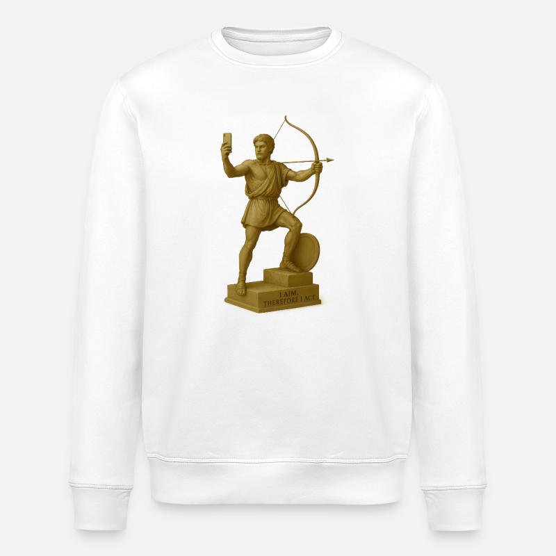 Kunstvolle Bogenschützen Skulptur - Stanley/Stella Unisex Bio-Sweatshirt ROLLER - Weiß