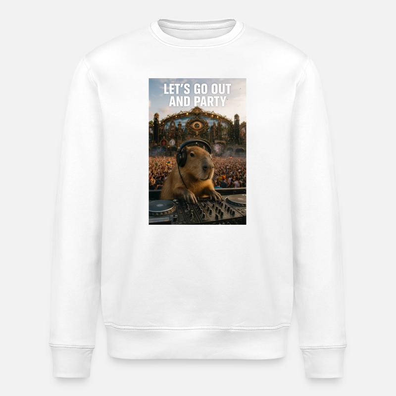 Capybara DJ Party - Stanley/Stella Unisex Bio-Sweatshirt ROLLER - Weiß