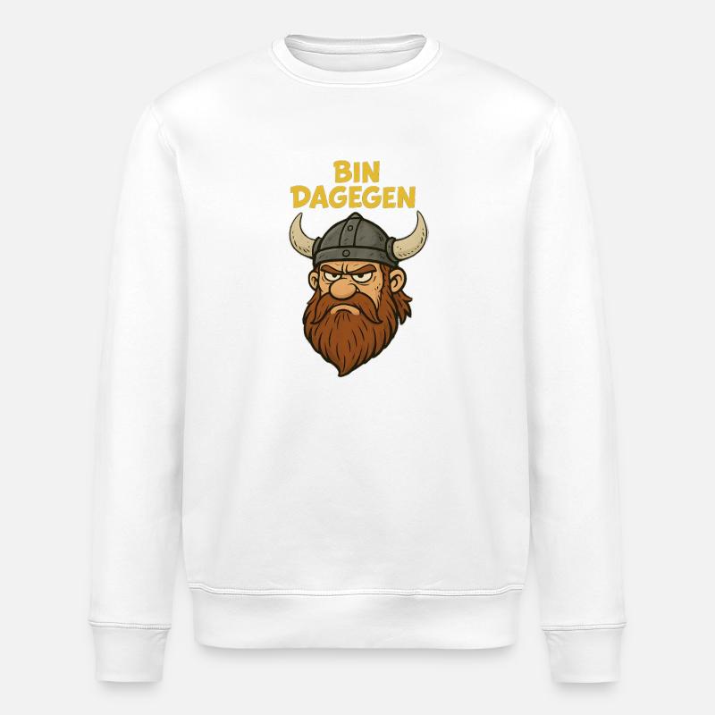 Bin dagegen..witziger Wikinger - Stanley/Stella Unisex Bio-Sweatshirt ROLLER - Weiß