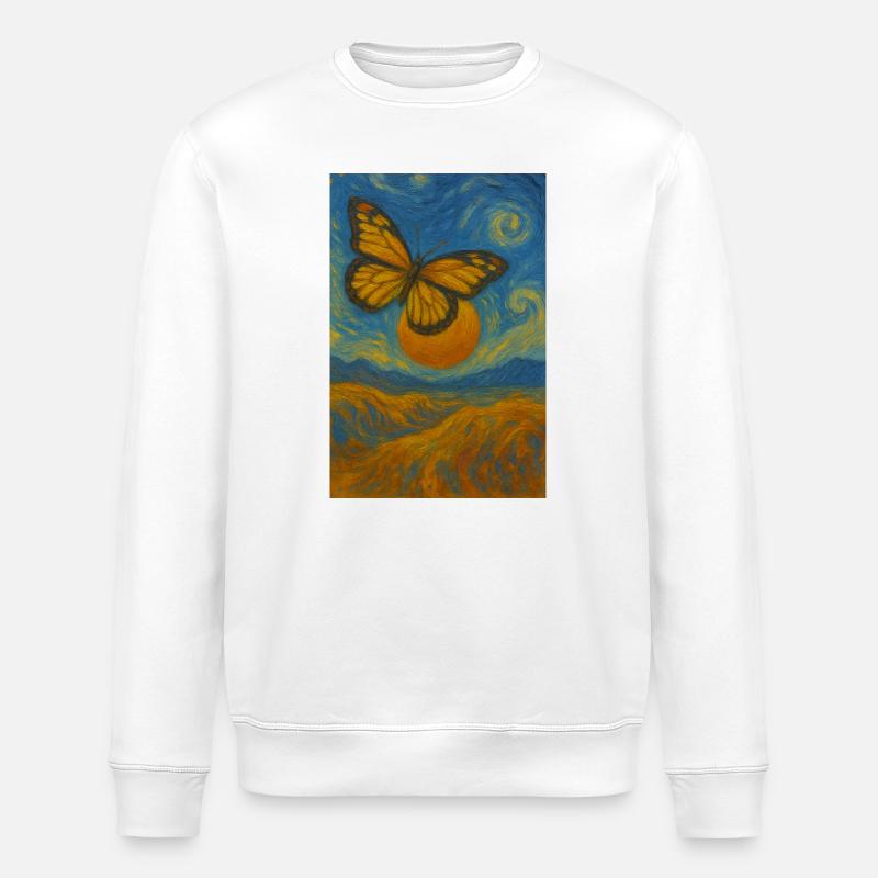 Schmetterling im Van-Gogh-Stil - Stanley/Stella Unisex Bio-Sweatshirt ROLLER - Weiß