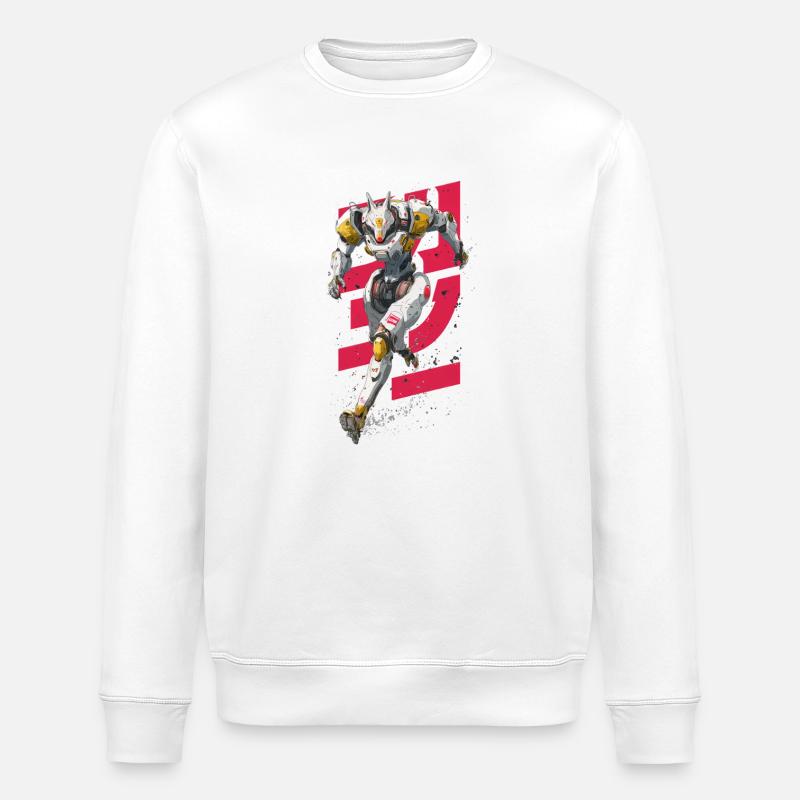 Futuristic Wolf Fighting Robot - Stanley/Stella ROLLER Unisex Organic Sweatshirt - white