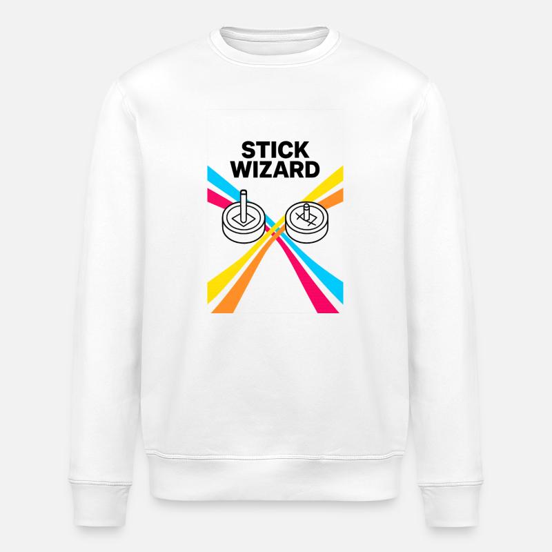 Stick Wizard Retro Gaming Design - Stanley/Stella ROLLER Unisex Organic Sweatshirt - white