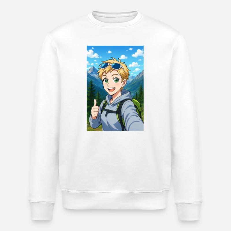 Animiertes Bergwanderer-Abenteuer - Stanley/Stella Unisex Bio-Sweatshirt ROLLER - Weiß