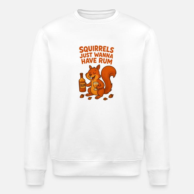 Eichhörnchen mit Rum und Humor - Stanley/Stella Unisex Bio-Sweatshirt ROLLER - Weiß