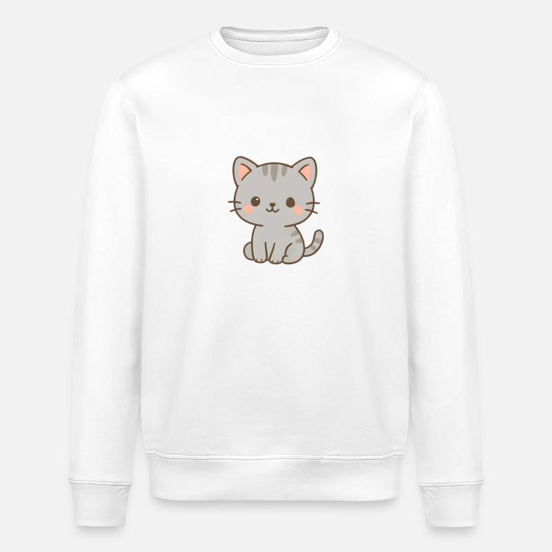 Cute Cat Electrical Pattern Design - Stanley/Stella ROLLER Unisex Organic Sweatshirt - white