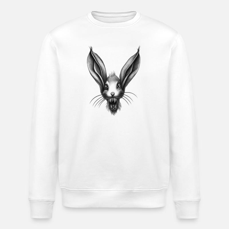 Predatory Surreal Rabbit - Stanley/Stella ROLLER Unisex Organic Sweatshirt - white