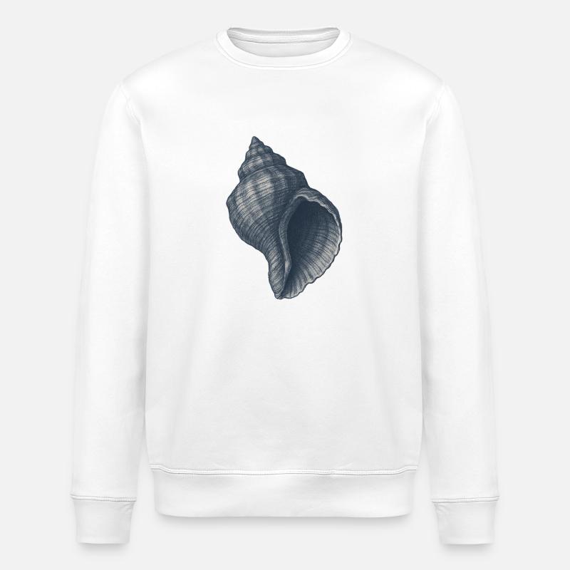 Illustration élégante de coquillage nautique - Sweat bio ROLLER Stanley/Stella Unisexe - blanc