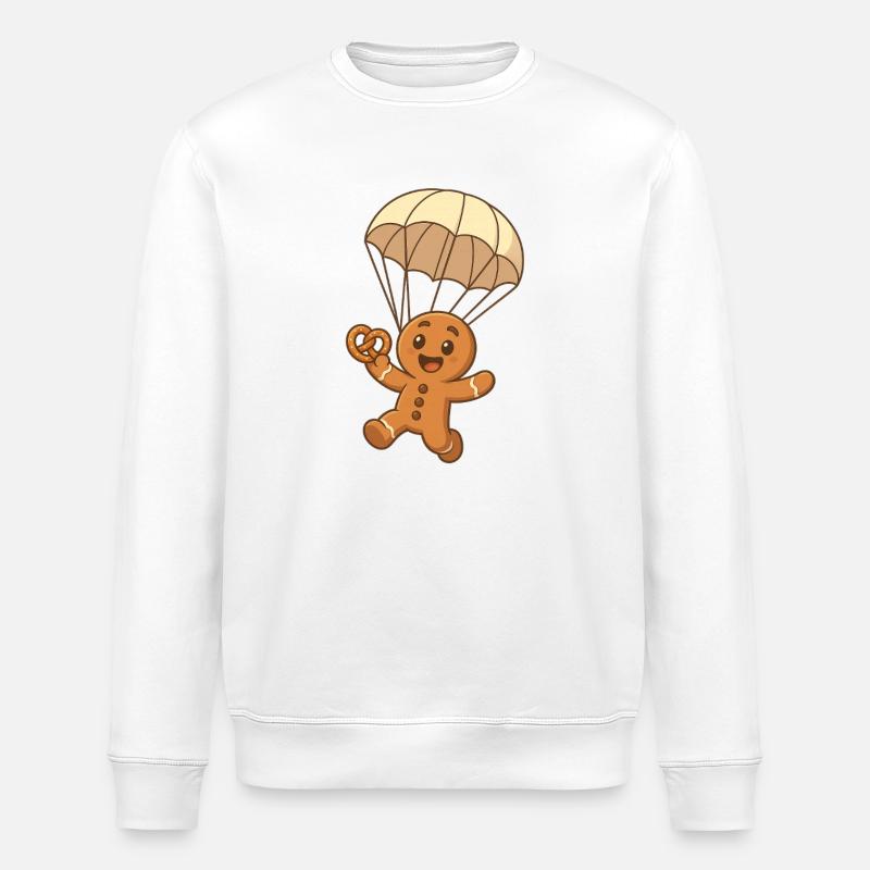 Mannele Lebkuchen mit Fallschirm - Stanley/Stella Unisex Bio-Sweatshirt ROLLER - Weiß