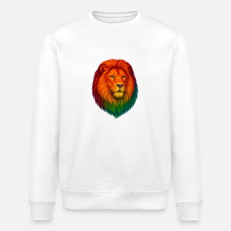 Regenbogenlöwe Porträt - Stanley/Stella Unisex Bio-Sweatshirt ROLLER - Weiß