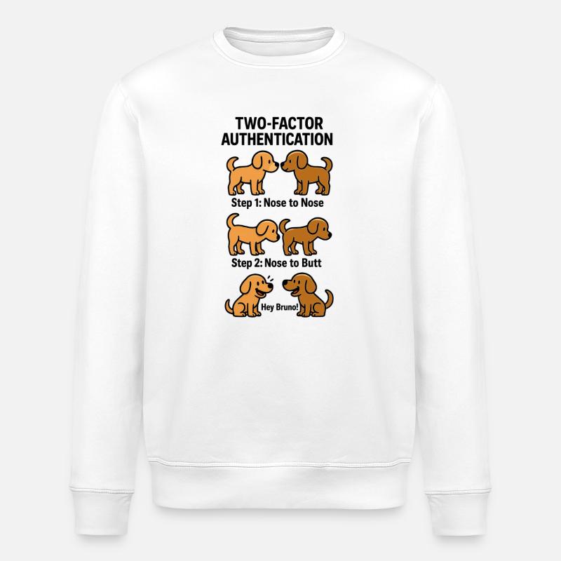 Two Factor Authentication Dogs - Stanley/Stella ROLLER Unisex Organic Sweatshirt - white