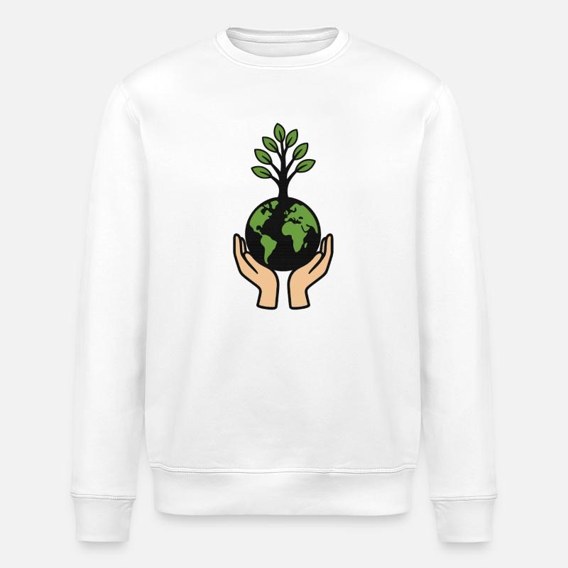 Weltbaum in Herzform - Stanley/Stella Unisex Bio-Sweatshirt ROLLER - Weiß