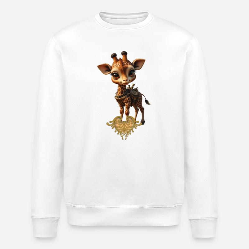 Charming Steampunk Giraffe - Stanley/Stella ROLLER Unisex Organic Sweatshirt - white