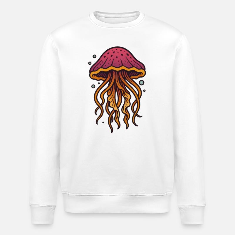 Lebendige Quallen-Ozeankunst - Stanley/Stella Unisex Bio-Sweatshirt ROLLER - Weiß