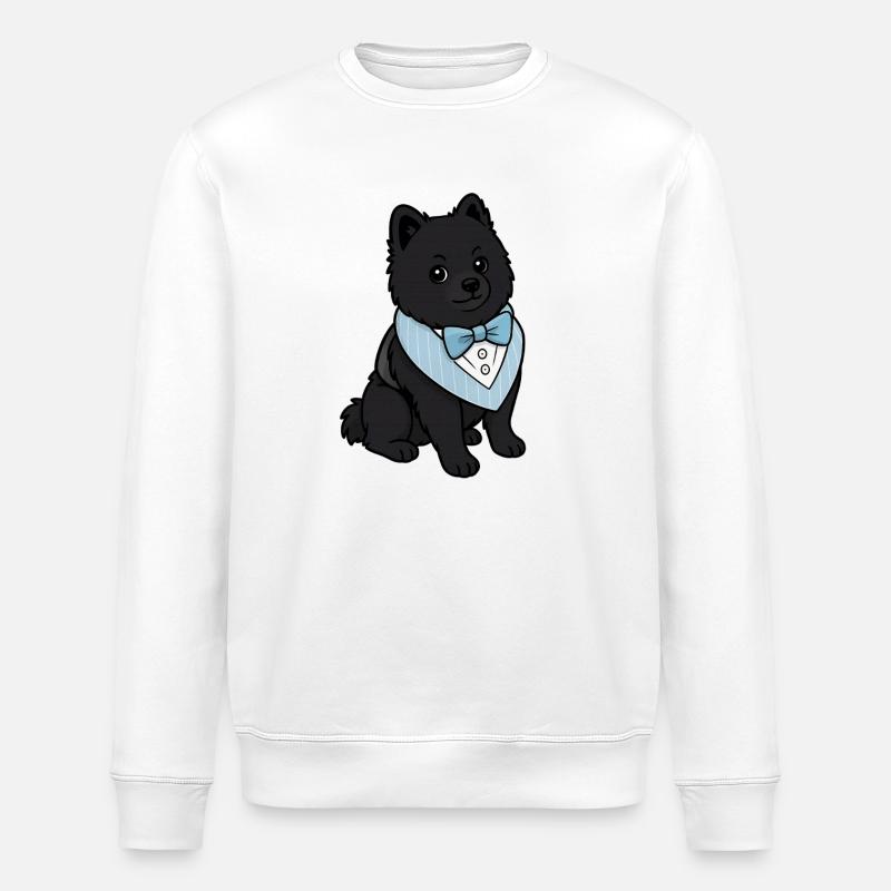 Chien Spitz élégant en nœud papillon - Sweat bio ROLLER Stanley/Stella Unisexe - blanc