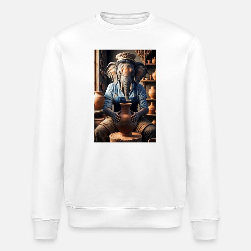 Elefante Humaonoide Alfarera - Stanley/Stella Unisex Bio-Sweatshirt ROLLER - Weiß