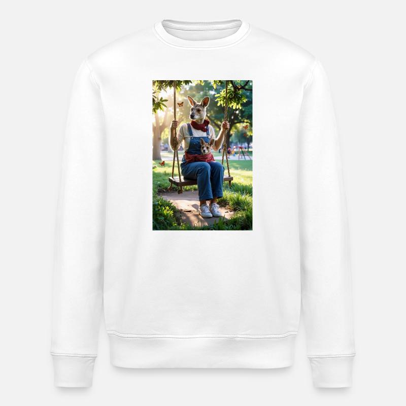 Humanoides Känguru auf Schaukel - Stanley/Stella Unisex Bio-Sweatshirt ROLLER - Weiß