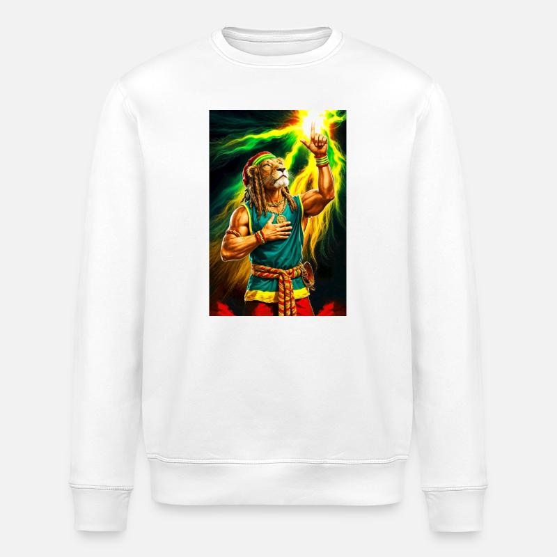 Rastafari Humanoider Löwe - Stanley/Stella Unisex Bio-Sweatshirt ROLLER - Weiß