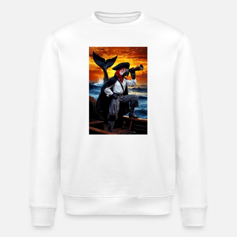 Pirat Humanoider Papagei - Stanley/Stella Unisex Bio-Sweatshirt ROLLER - Weiß