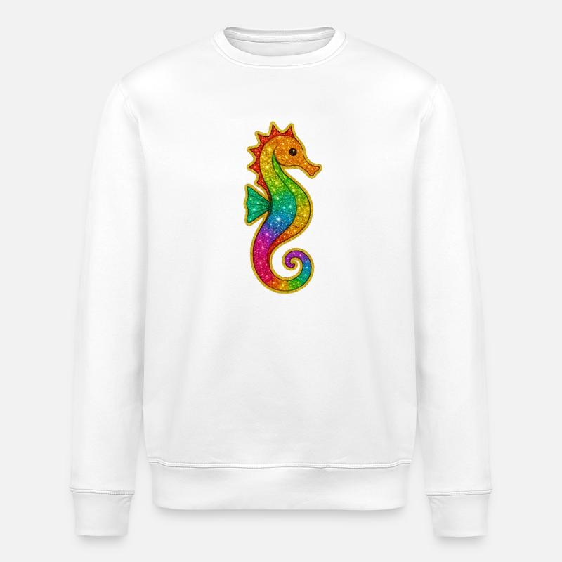 Badge de natation hippocampe arc-en-ciel - Sweat bio ROLLER Stanley/Stella Unisexe - blanc