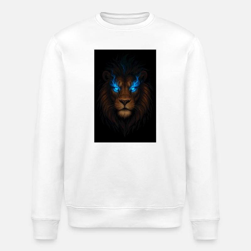 Leidenschaftlicher Löwenkopf mit blauer Energie - Stanley/Stella Unisex Bio-Sweatshirt ROLLER - Weiß