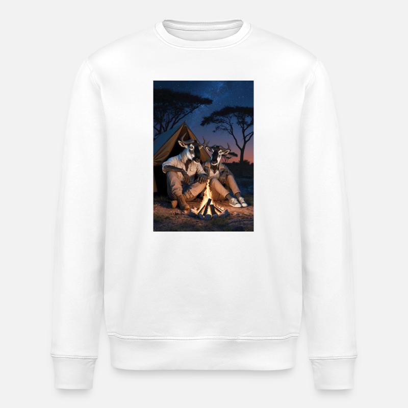 Wildebeest Humanoid Pair - Stanley/Stella ROLLER Unisex Organic Sweatshirt - white
