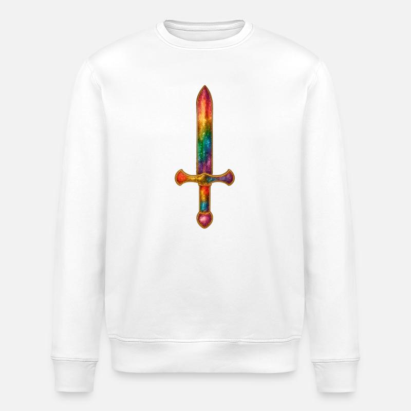 Regenbogen Schwert mit Goldumrandung - Stanley/Stella Unisex Bio-Sweatshirt ROLLER - Weiß