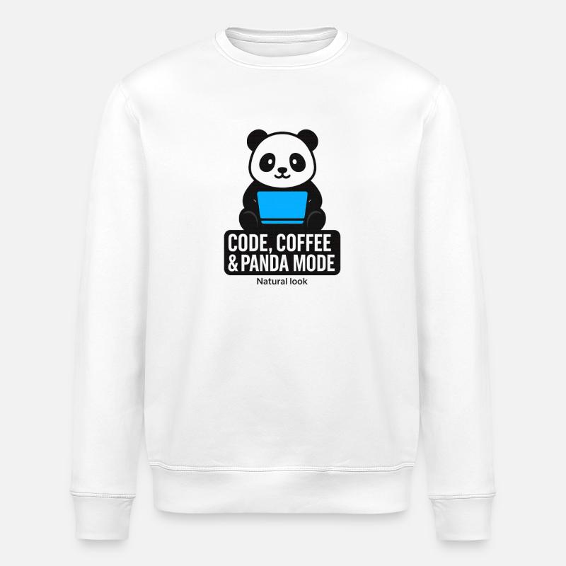 Code, Coffee &amp; Panda Style - Stanley/Stella ROLLER Unisex Organic Sweatshirt - white