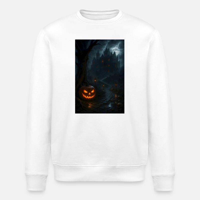 Halloween spooky Kürbis - Stanley/Stella Unisex Bio-Sweatshirt ROLLER - Weiß