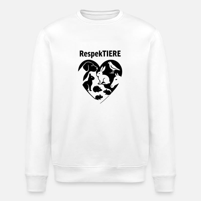 Respect des animaux Conception du cœur - Sweat bio ROLLER Stanley/Stella Unisexe - blanc