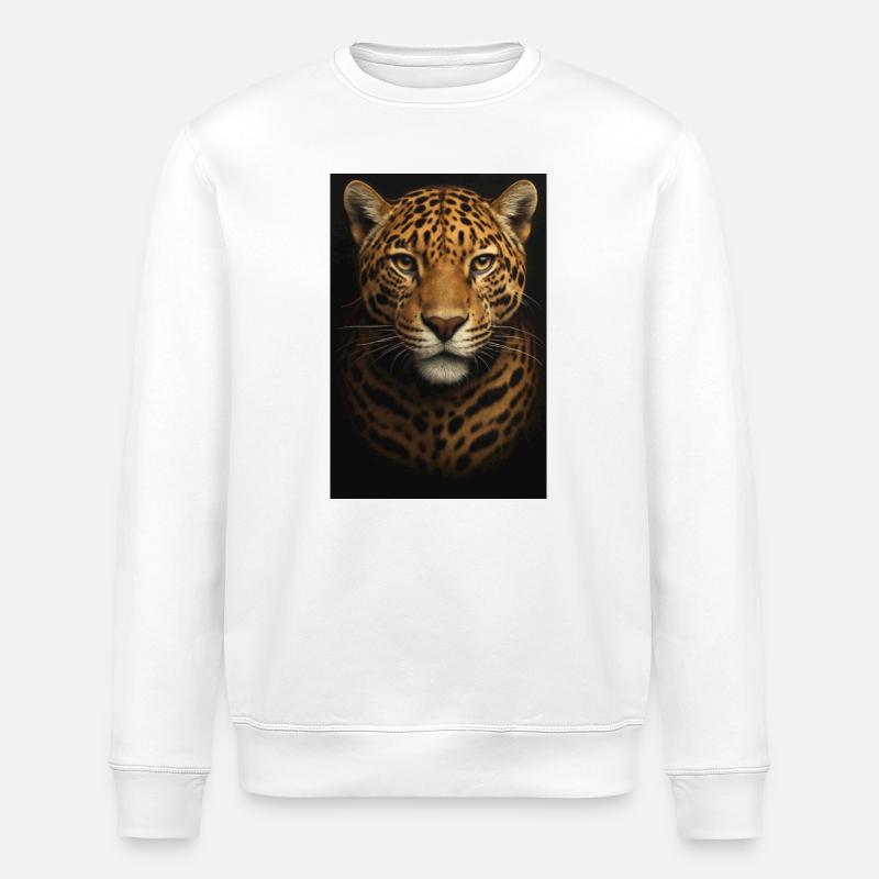 Datenanalyse-Illustration mit Leopard - Stanley/Stella Unisex Bio-Sweatshirt ROLLER - Weiß