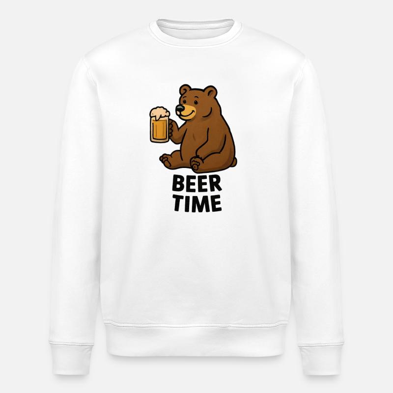 Bär mit Bierglas Illustration - Stanley/Stella Unisex Bio-Sweatshirt ROLLER - Weiß