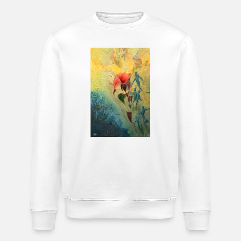 Abstrakte Blumenszene - Stanley/Stella Unisex Bio-Sweatshirt ROLLER - Weiß