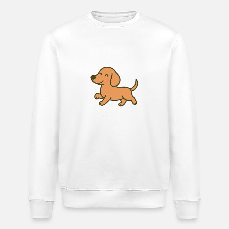 Fröhlicher Welpenlauf Cartoon-Design - Stanley/Stella Unisex Bio-Sweatshirt ROLLER - Weiß