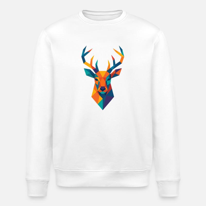 Hirschkopf | Hirsch Print / Druck / Design - Stanley/Stella Unisex Bio-Sweatshirt ROLLER - Weiß