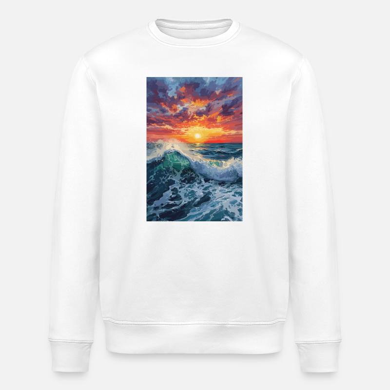 Coucher de soleil sur la mer - Sweat bio ROLLER Stanley/Stella Unisexe - blanc