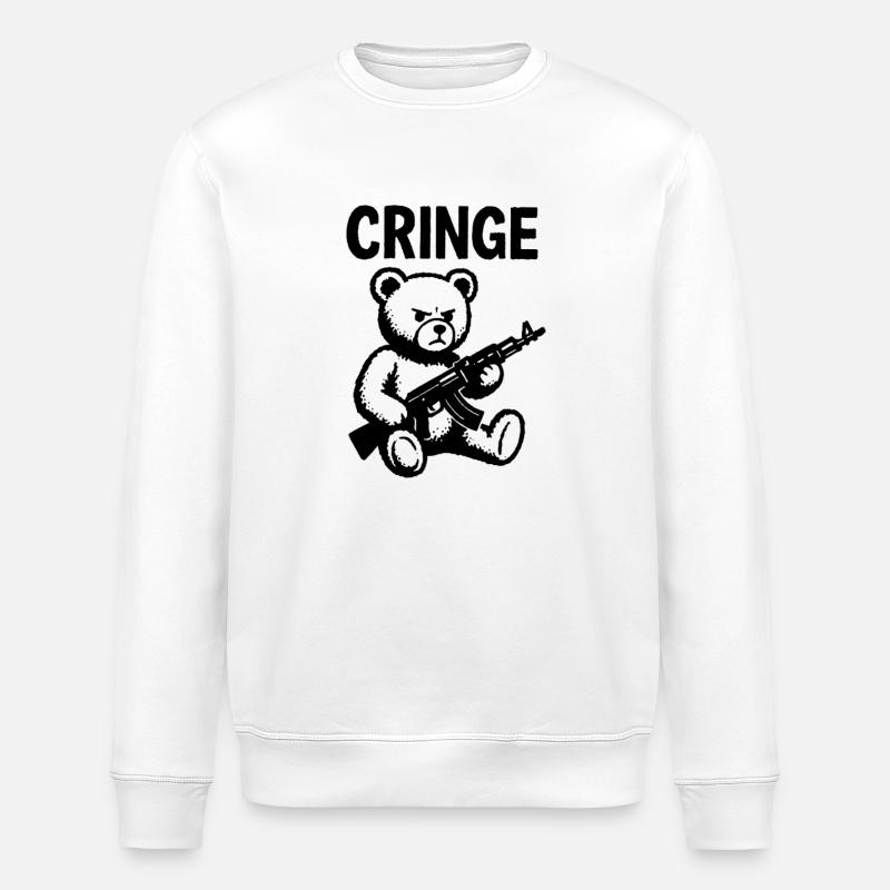 Cring Bär mit Gewehr - Stanley/Stella Unisex Bio-Sweatshirt ROLLER - Weiß