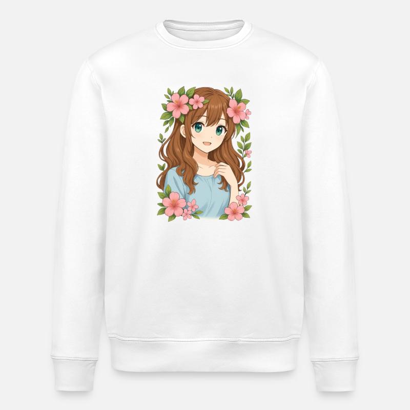 Couronne de fleurs Anime Girl - Sweat bio ROLLER Stanley/Stella Unisexe - blanc