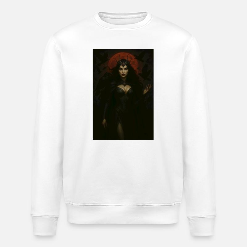 Dark Goddess and Crows – Red Moon - Stanley/Stella ROLLER Unisex Organic Sweatshirt - white
