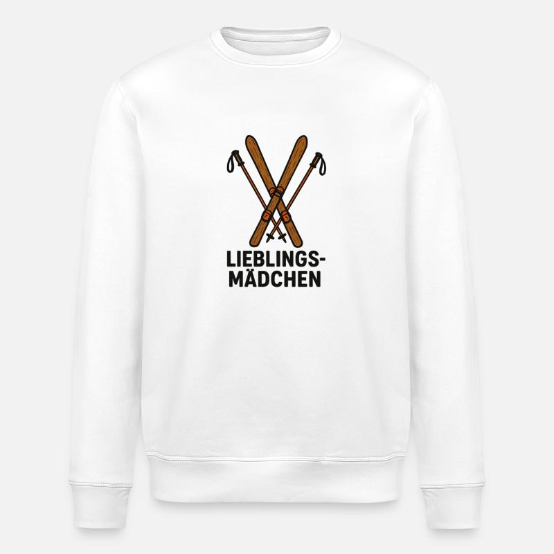 Lieblings-Mädchen Ski Design – Skifahren Geschenk - Stanley/Stella Unisex Bio-Sweatshirt ROLLER - Weiß