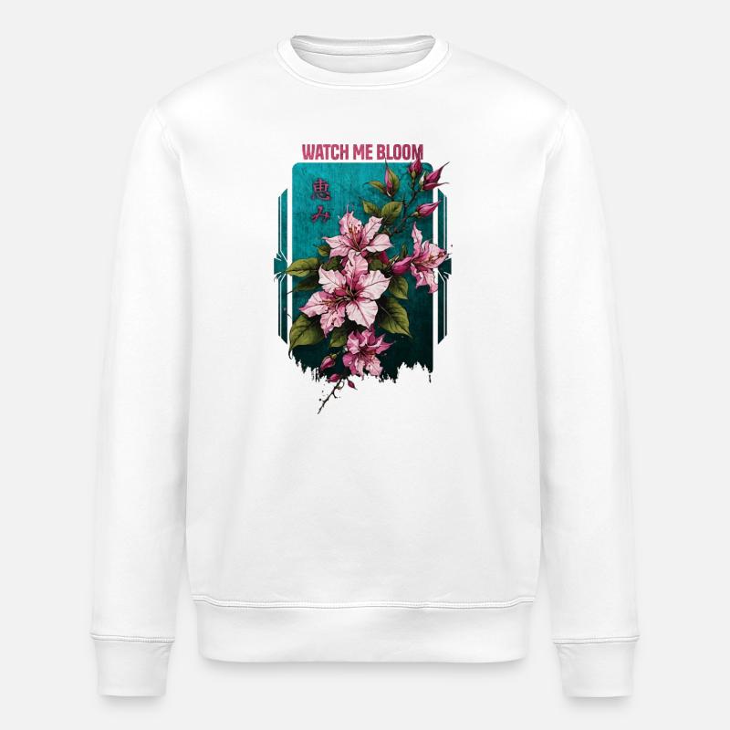 Regardez-moi fleurir l’hibiscus - Sweat bio ROLLER Stanley/Stella Unisexe - blanc