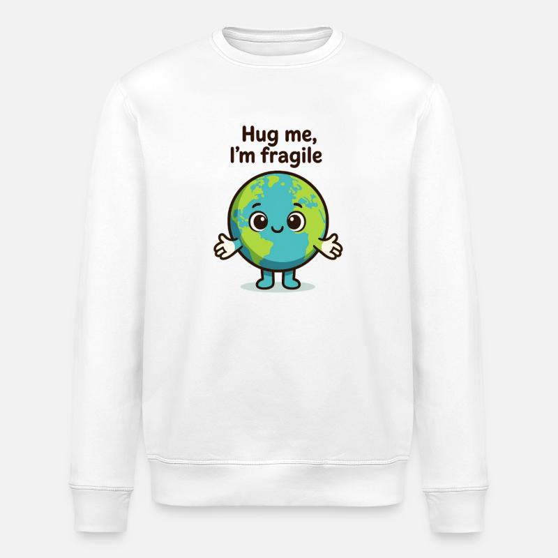Fragile Earth Hug Me - Stanley/Stella Unisex Bio-Sweatshirt ROLLER - Weiß