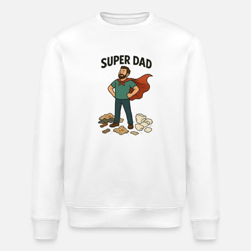 Super Dad Capeheld - Stanley/Stella Unisex Bio-Sweatshirt ROLLER - Weiß