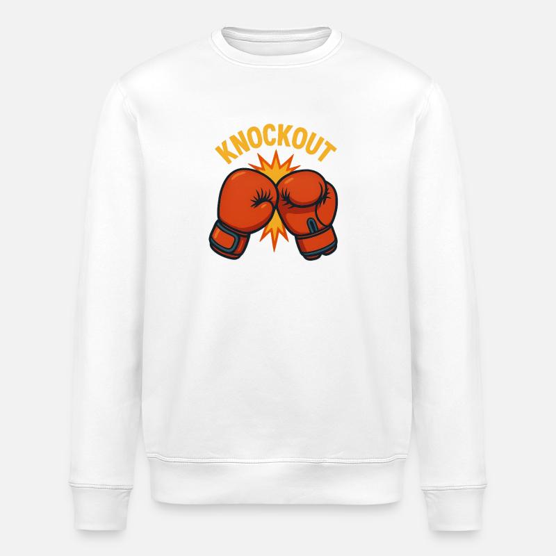 Knockout – Boxhandschuh Comic - Stanley/Stella Unisex Bio-Sweatshirt ROLLER - Weiß