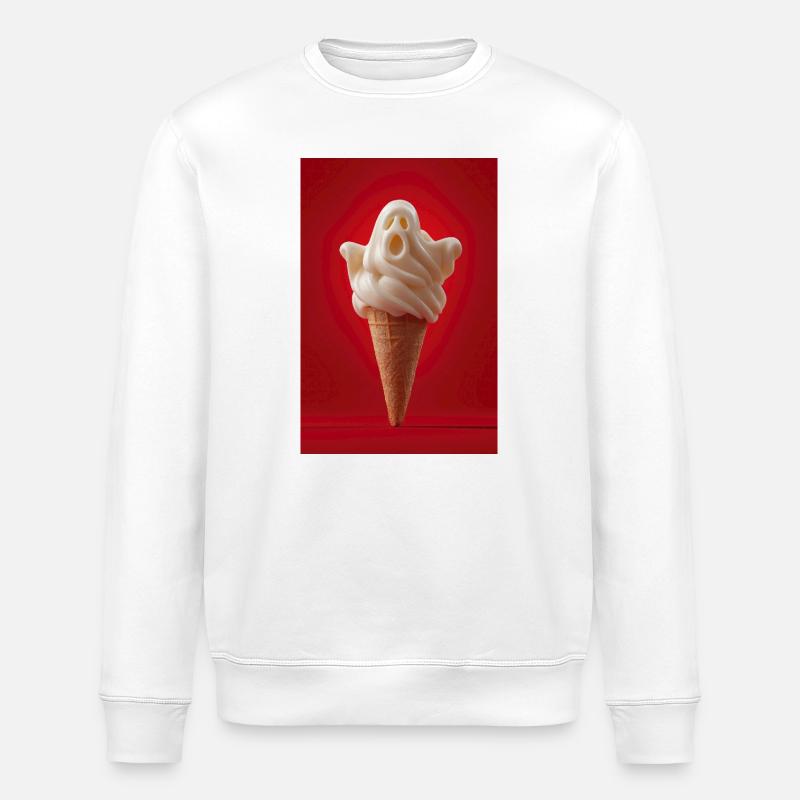 Cône de crème glacée fantôme effrayant - Sweat bio ROLLER Stanley/Stella Unisexe - blanc
