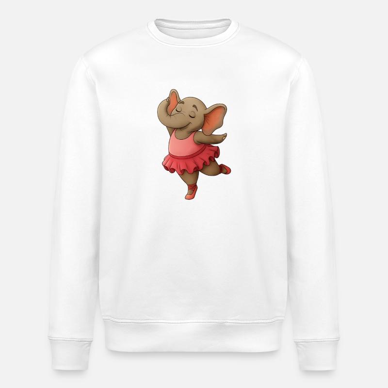 Tanzender Elefant im Tutu - Stanley/Stella Unisex Bio-Sweatshirt ROLLER - Weiß